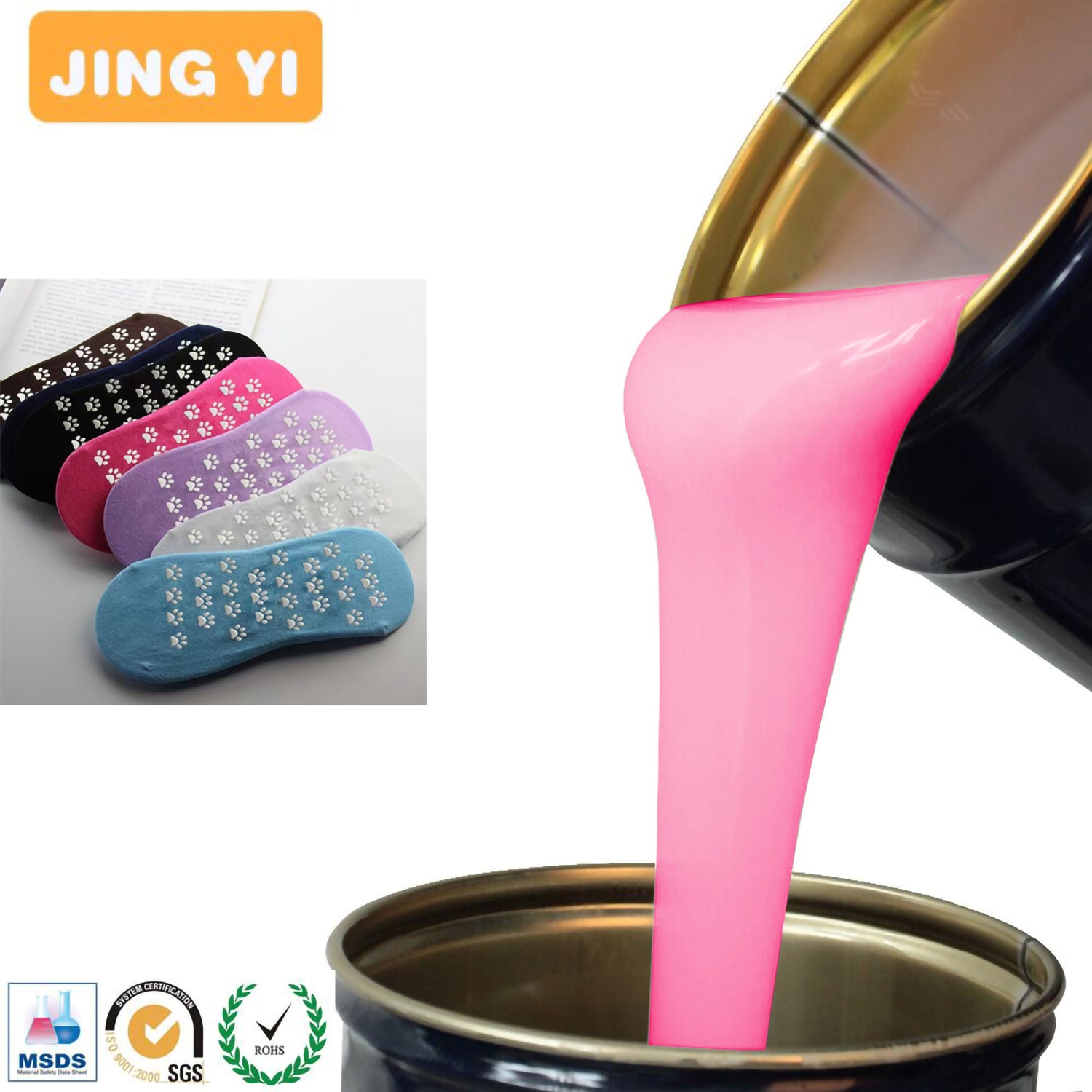 2024 New Liquid Soft Silicone for Yoga Ballet Non-slip Socks Silicone Socks Wholesale Platinum Textile Tag Silicone Rubber