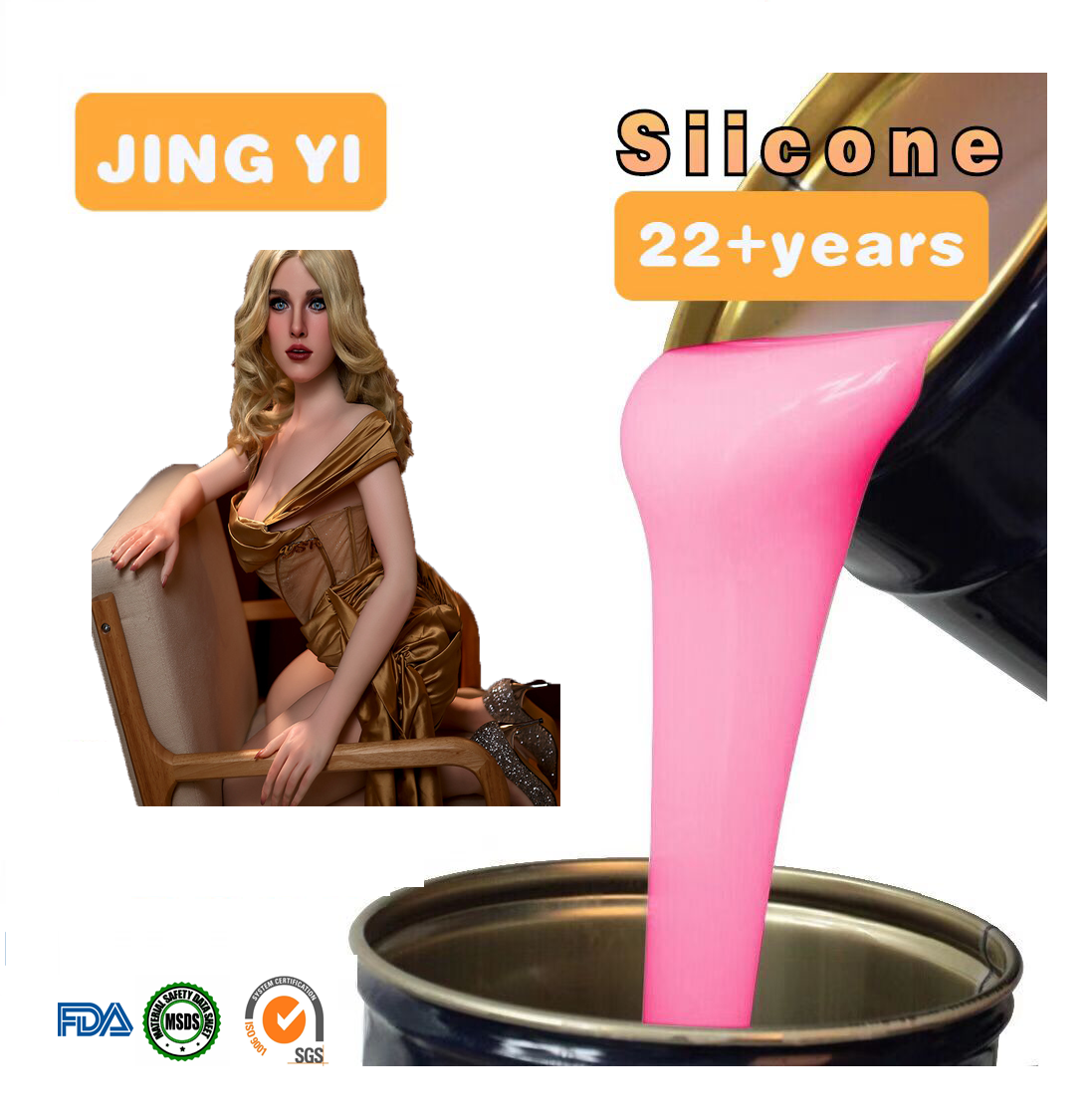 New Rtv2 Silicone Rubber for Sexy Toys Adult Dolls Making Skin Color Silicone Dolls Making Casting Food Grade Silicone Rubber