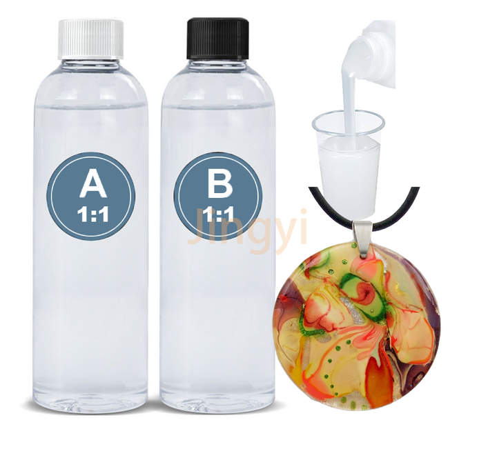 Bubble-Free High Gloss Finish Crystal Clear 1:1 Epoxy Resin with Hardener Self-Leveling AB Resin for Jewelry Making