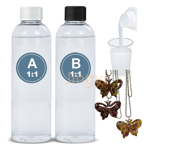 Bubble-Free High Gloss Finish Crystal Clear 1:1 Epoxy Resin with Hardener Self-Leveling AB Resin for Jewelry Making