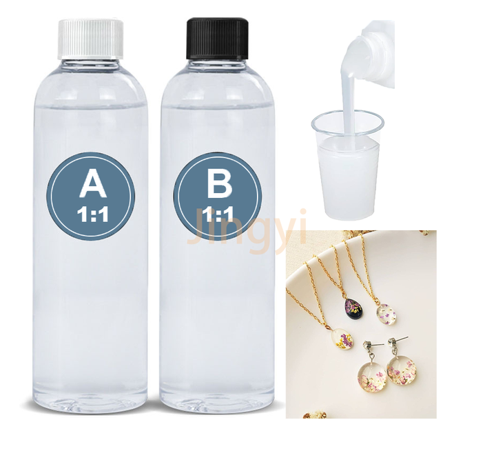 Bubble-Free High Gloss Finish Crystal Clear 1:1 Epoxy Resin with Hardener Self-Leveling AB Resin for Jewelry Making