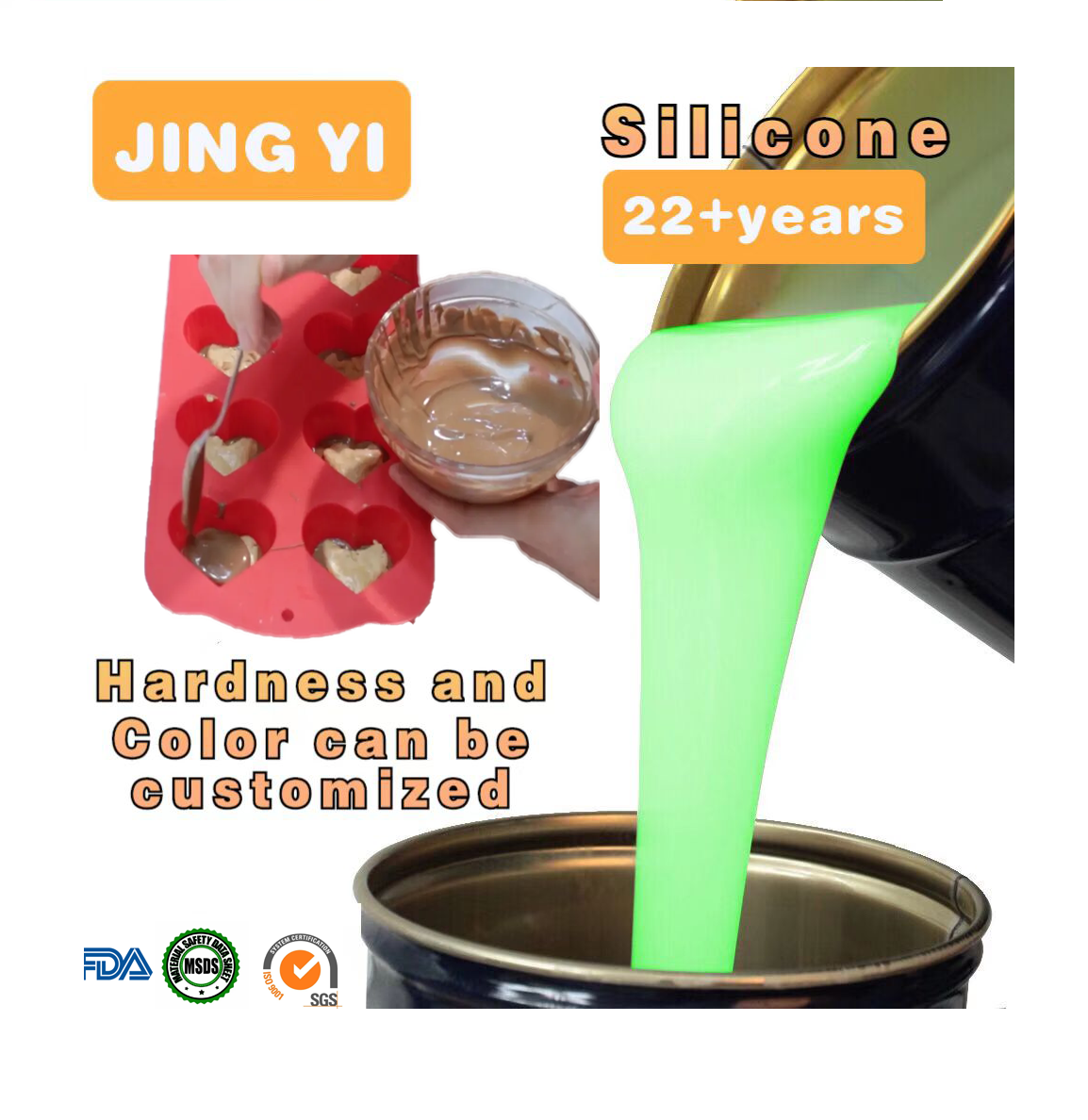 FDA Approve Silicon Liquid for Food Molds RTV2 Food Grade Liquid Silicone Rubber for Chocolate Molding High Tear