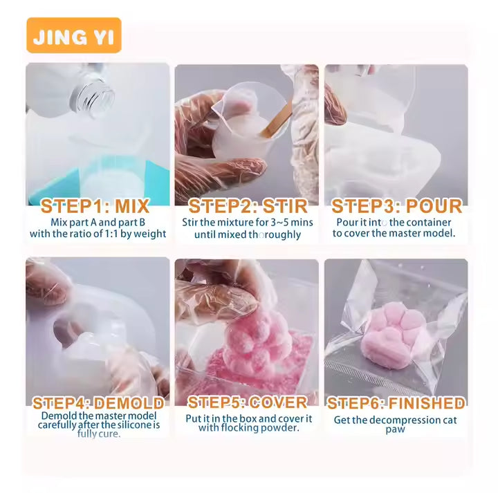 Jing Yi Silicone Rubber for Making Super Soft Silicon Mix for DIY, Custom Cat Paws & Stress Relief Gifts silicone rubber